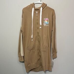 NWT Relaxx Women's Medium Hoodie‎ Dress Tan Belize "Don't Make Me Crabby"